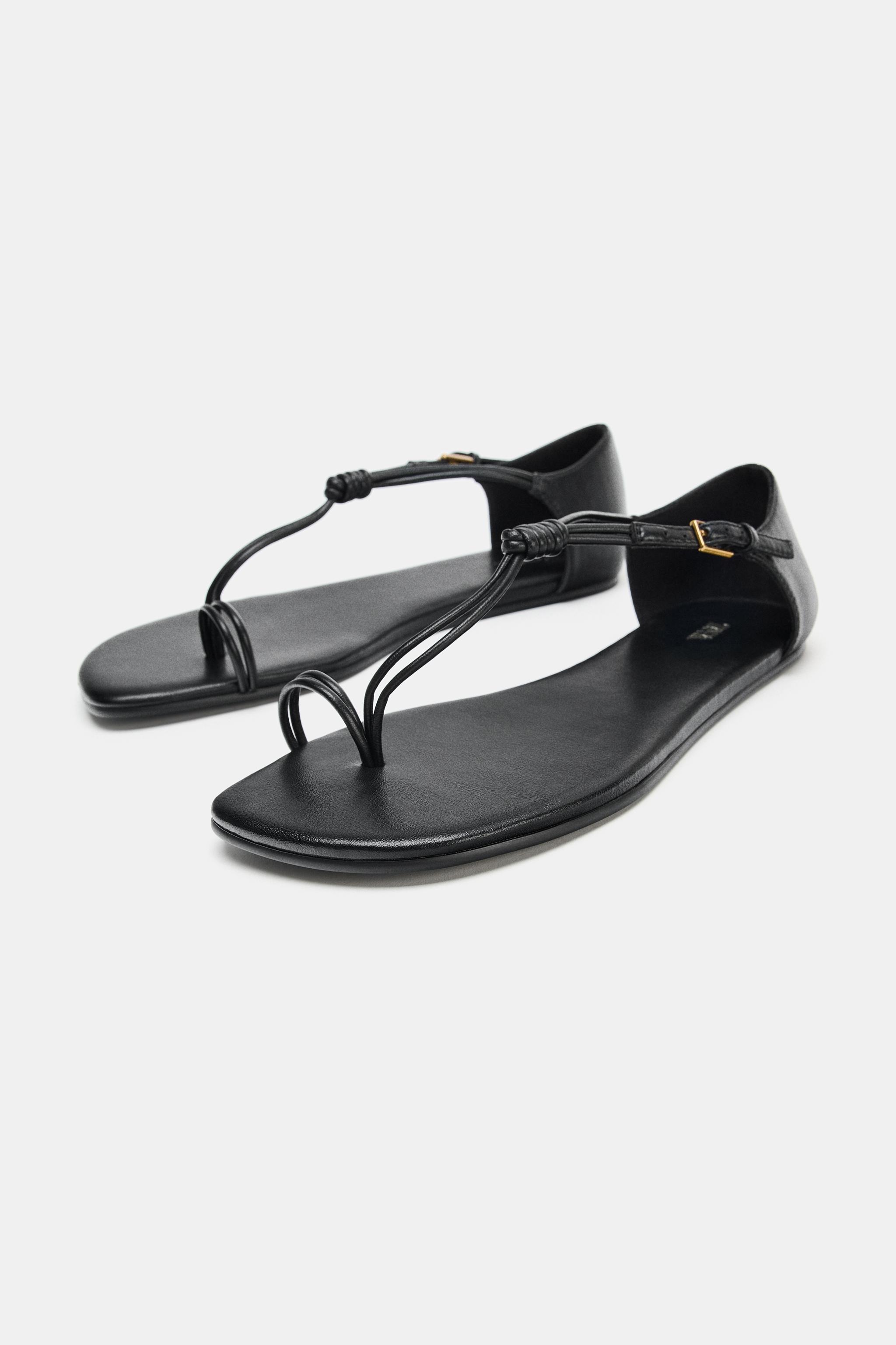 FLAT SANDALS WITH KNOTTED TOE STRAP